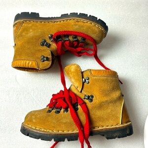 Vintage Kinney Boots Colorado Hiking 6 Women’s made in ITALY all leather Tan Red